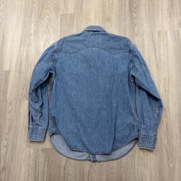Vintage Levis Denim Shirt Men's Large Blue Snap Button Long Sleeve Western Rodeo - Picture 5 of 7